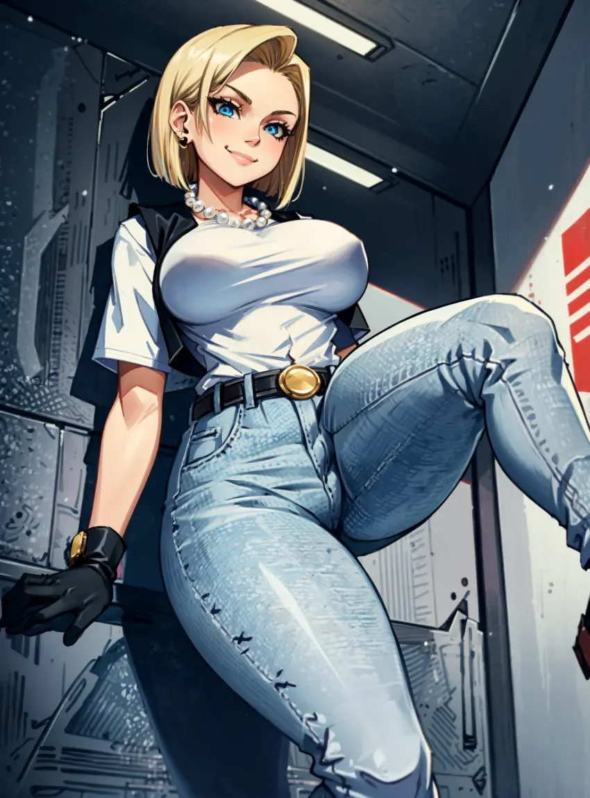 Image female,looking_at_viewer,ai_generated,android_18,dragon_ball,dragon_ball_z,makimass_ai