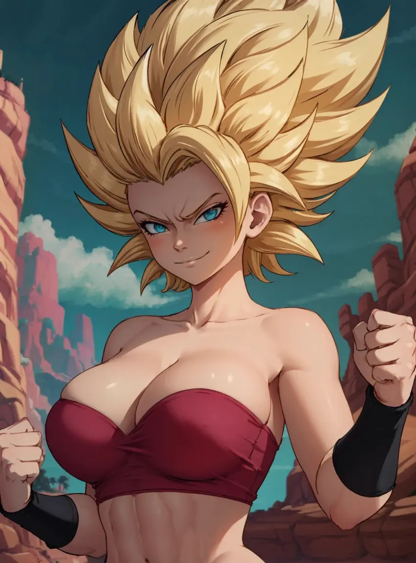 Image female,looking_at_viewer,ai_generated,dragon_ball,dragon_ball_super,caulifla,makimass_ai