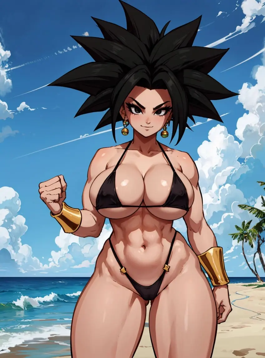 Image female,looking_at_viewer,bikini,ai_generated,dragon_ball,dragon_ball_super,kefla,makimass_ai