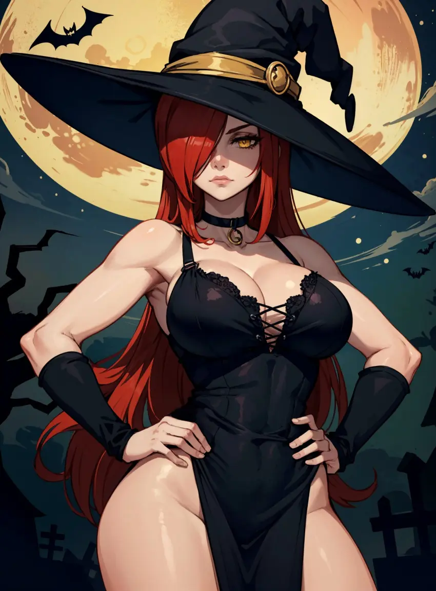 Image female,looking_at_viewer,ai_generated,video_games,halloween,skullgirls,makimass_ai,parasoul