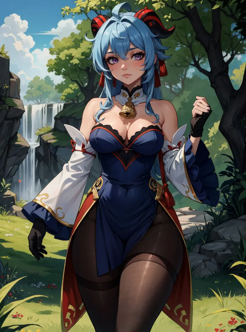 Image female,looking_at_viewer,ai_generated,genshin_impact,ganyu_(genshin_impact),video_games,pantyhose,makimass_ai