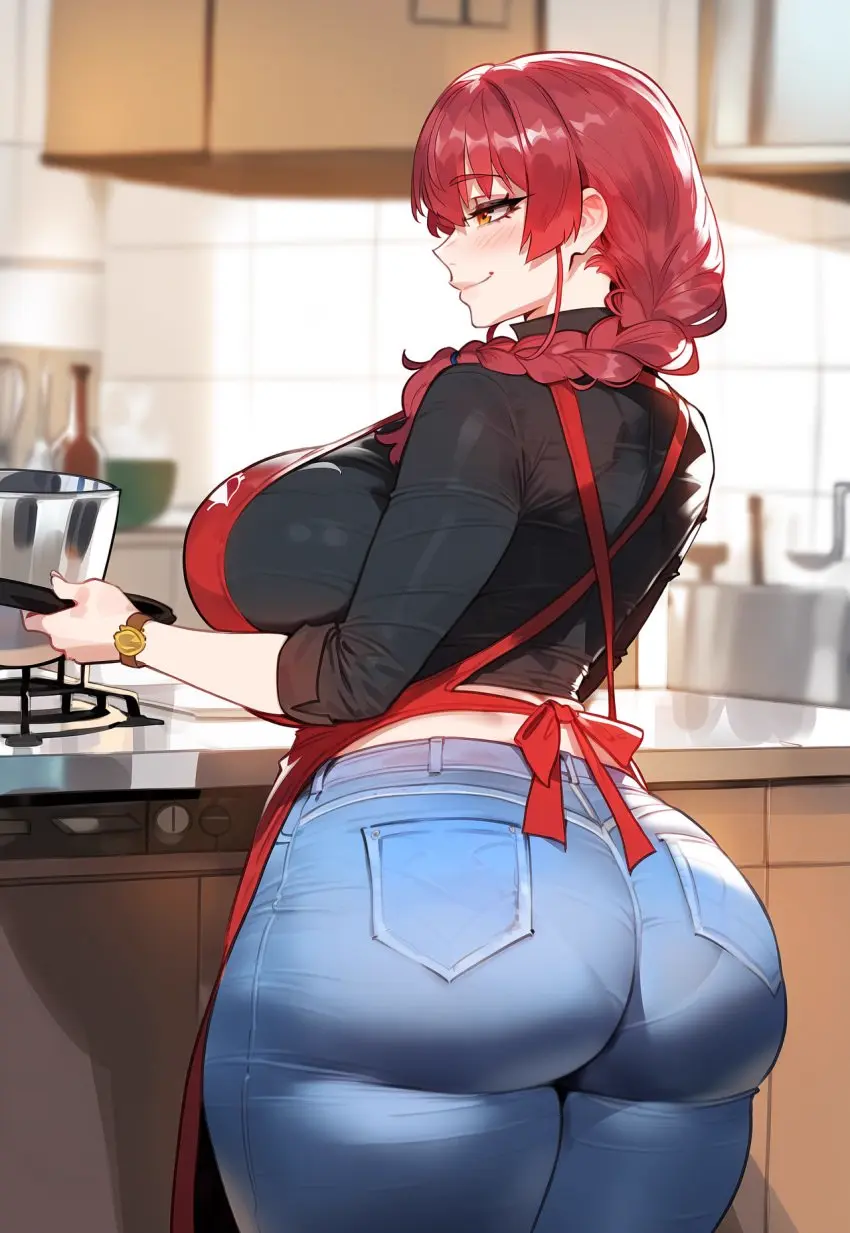 Image 1girls,breasts,female,hi_res,light-skinned_female,light_skin,long_hair,pants,red_eyes,yellow_eyes,red_hair,ass,huge_ass,thick_thighs,thighs,milf,wide_hips,virtual_youtuber,hips,ai_generated,huge_breasts,aged_up,stable_diffusion,hololive,hololive_fantasy,hololive_japan,heterochromia,high_resolution,jeans,naughty_face,thiccwithaq_(ai_style),artstyle_imitation,floox,houshou_marine