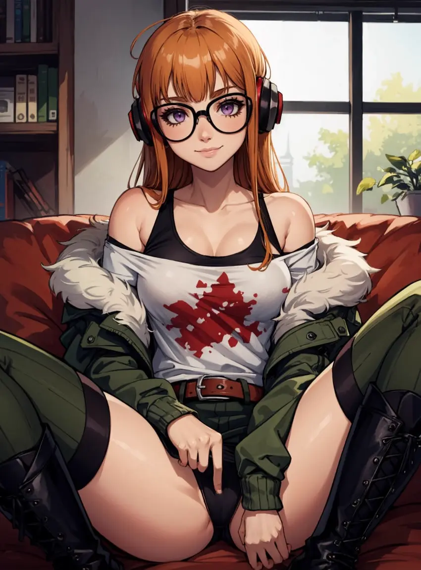 Image female,looking_at_viewer,solo,ai_generated,fur_trim,video_games,persona_5,sakura_futaba,makimass_ai,fur_jacket