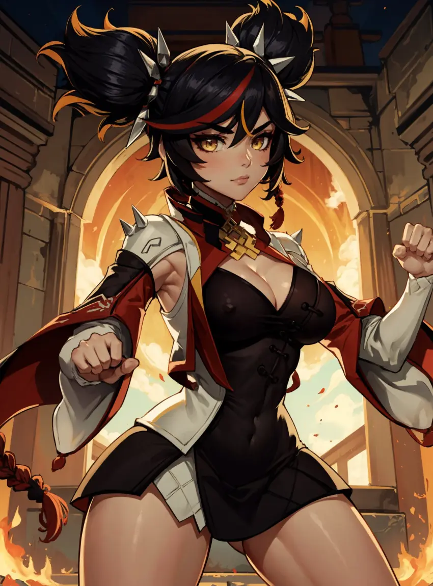 Image female,looking_at_viewer,ai_generated,genshin_impact,video_games,makimass_ai,xinyan_(genshin_impact)