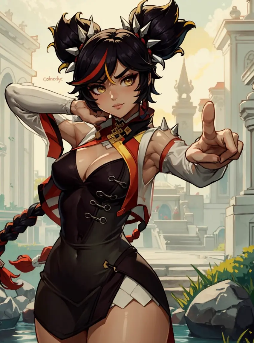 Image female,looking_at_viewer,ai_generated,genshin_impact,video_games,makimass_ai,xinyan_(genshin_impact)