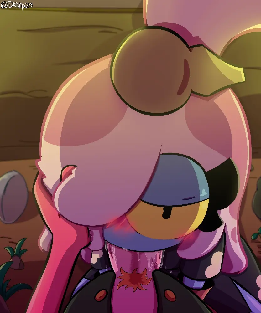 Image 2023,blush,clothing,female,looking_at_viewer,hand_on_head,male,oral,penis,disney,female_focus,sex,duo,fellatio,accessory,digital_media_(artwork),hair_accessory,hair,pink_hair,anthro,saliva,bodily_fluids,genitals,blushing_at_viewer,outside,anthro_focus,penile,plant,pink_body,pubes,rock,black_clothing,yellow_sclera,saliva_on_penis,amphibian,frog,hand_on_partner,holding_partner,outside_sex,amphibia_(series),dknip23,maddie_flour,sprig_plantar,dirt