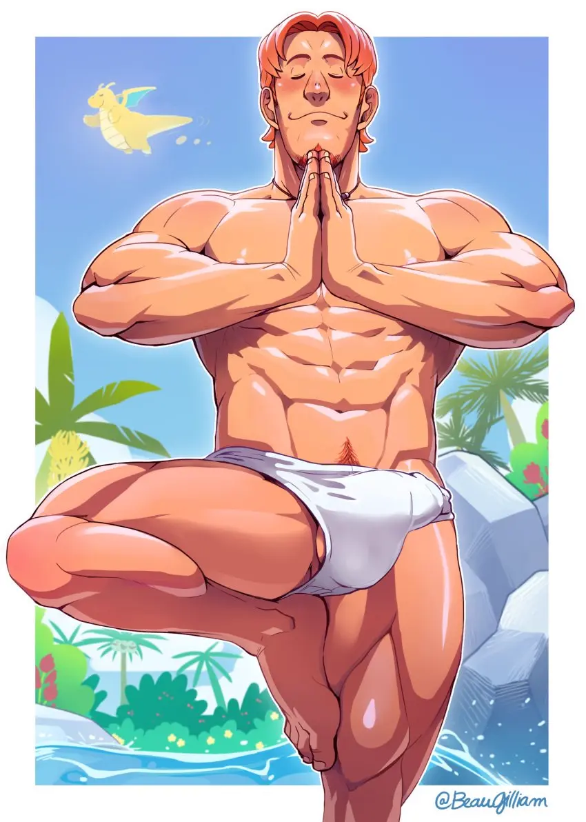 Image blush,hi_res,highres,nipples,1boy,male,penis,pokemon,underwear,barefoot,muscular,muscular_male,male_only,yaoi,balls,nintendo,pubic_hair,bara,bulge,male_nipples,penis_outline,male_pubic_hair,biceps,pecs,2024,bulge_through_clothing,beard,male_feet,foot,pokemon_concierge,tyler_(pokemon_concierge),beaugilliam