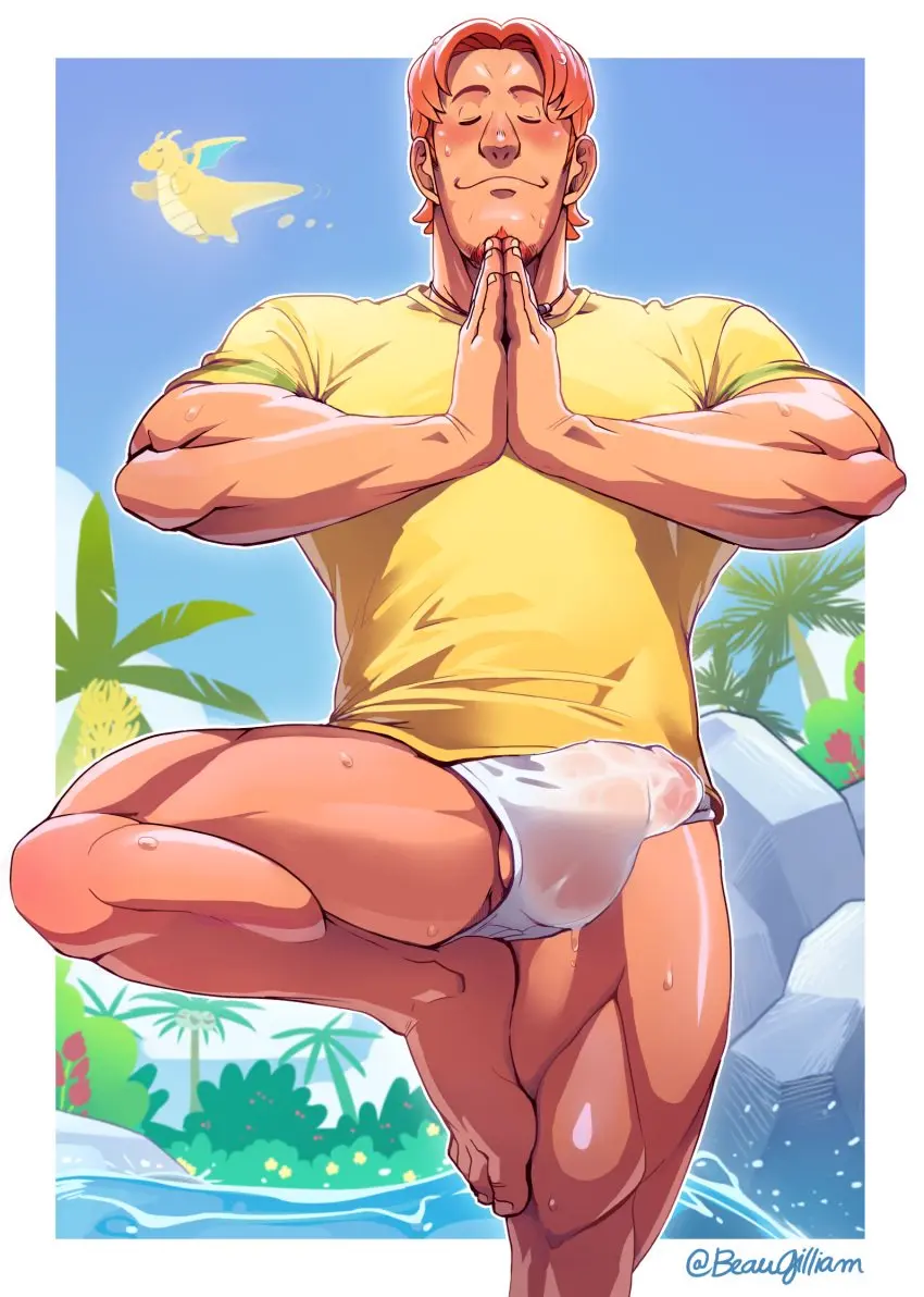 Image blush,clothing,hi_res,highres,1boy,male,penis,pokemon,sweat,underwear,barefoot,muscular,muscular_male,male_only,yaoi,balls,nintendo,pubic_hair,bara,bulge,penis_outline,male_pubic_hair,biceps,pecs,tight_clothing,sweating,2024,see-through_clothing,bulge_through_clothing,beard,male_feet,foot,pokemon_concierge,tyler_(pokemon_concierge),beaugilliam