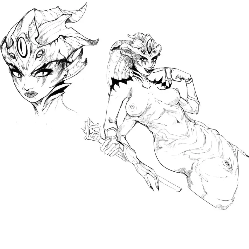 Image 1girls,female,solo,nude,warcraft,world_of_warcraft,blizzard_entertainment,naga,naga_(warcraft),queen_azshara,eggy_weggi