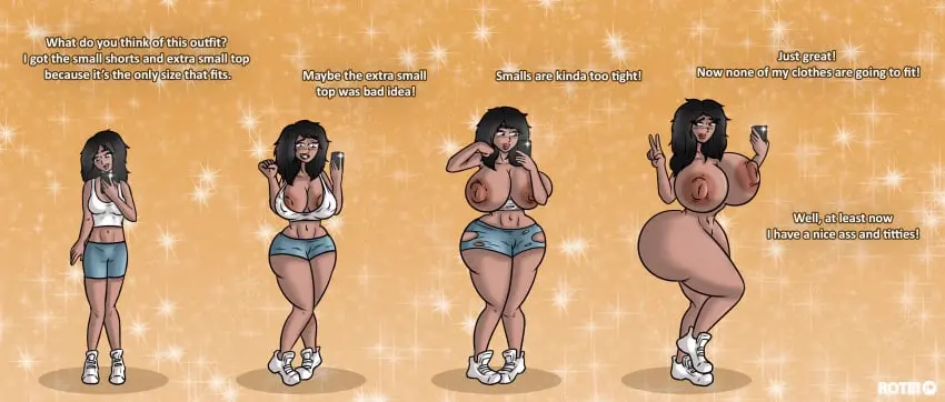 Image 1girls,big_breasts,breasts,female,large_breasts,nipples,black_hair,nude,thick_thighs,thighs,voluptuous,huge_breasts,nude_female,text,completely_nude,naked,original,original_character,busty,curvy,curvy_body,curvy_female,curvy_figure,completely_nude_female,english_text,curvaceous,naked_female,completely_naked,transformation,shoes,english,breast_expansion,peace_sign,completely_naked_female,v_sign,transformation_sequence,bimbofication,rotei