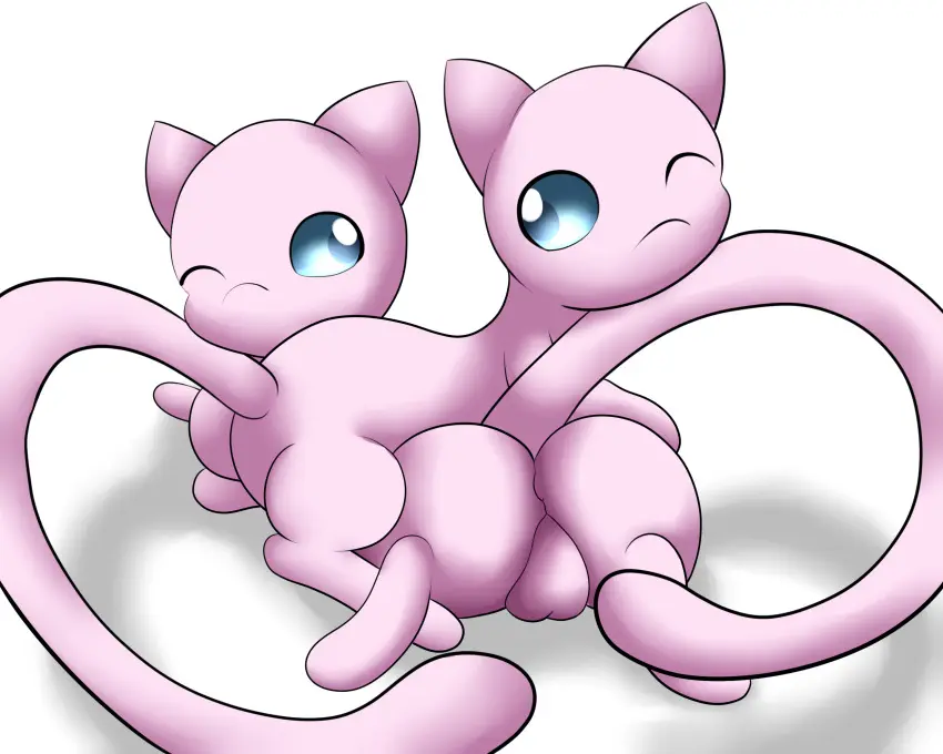 Image hi_res,simple_background,white_background,blue_eyes,male,pokemon,pokemon_(species),tail,lying,duo,shaded,shadow,balls,anus,one_eye_closed,ambiguous_gender,nintendo,genitals,looking_at_another,eye_contact,genital_outline,feral,pink_body,simple_shading,generation_1_pokemon,long_tail,monotone_body,on_front,legendary_pokemon,mew_(pokemon),laying_on_ground,horuru,laying_on_another