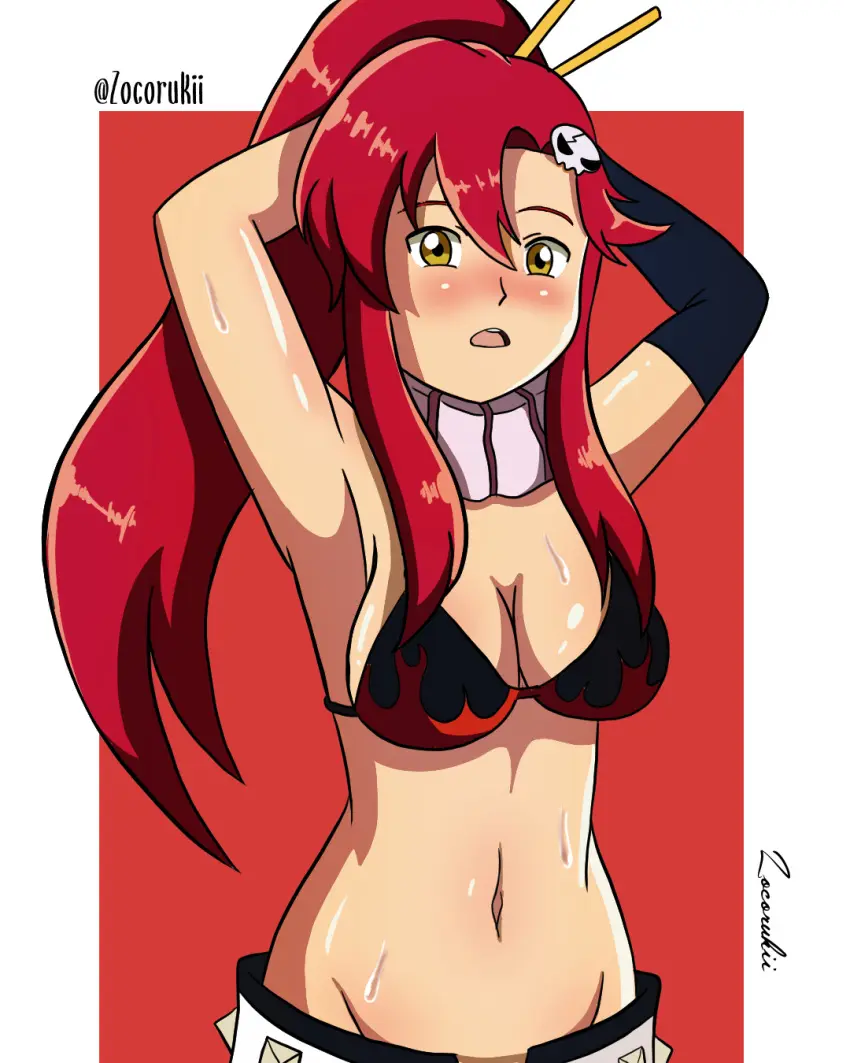 Image breasts,female,armpits,arms_up,bikini_top,sexy_armpits,tengen_toppa_gurren_lagann,yoko_littner