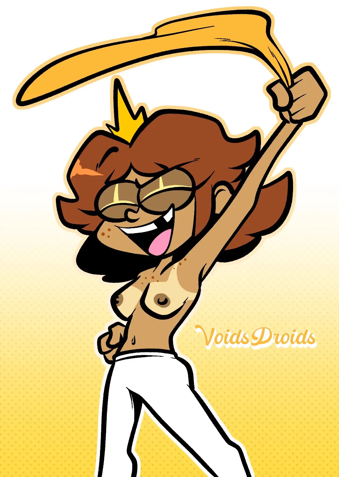 Image 1girls,breasts,female,smile,tagme,mario_(series),princess_daisy,topless,missing_tooth,voidsdroids