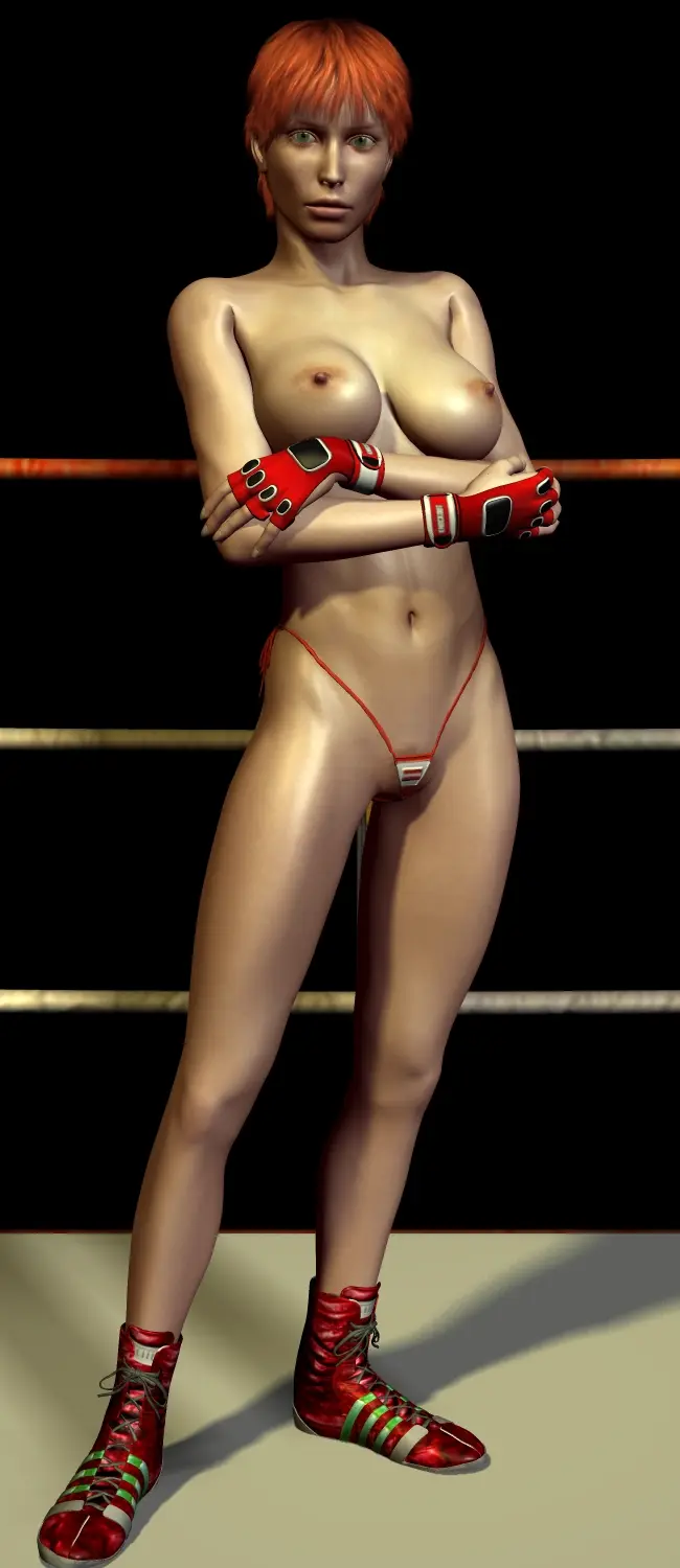 Image 1girls,female,short_hair,red_hair,panties,original,3d,topless,topless_female,micro_panties,cb1964