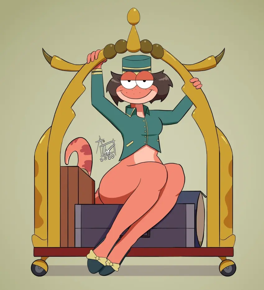 Image 1girls,breasts,female,ass,anthro,tagme,sitting,bottomless,anthro_only,amphibia,amphibian,bella_(amphibia),theslimydude