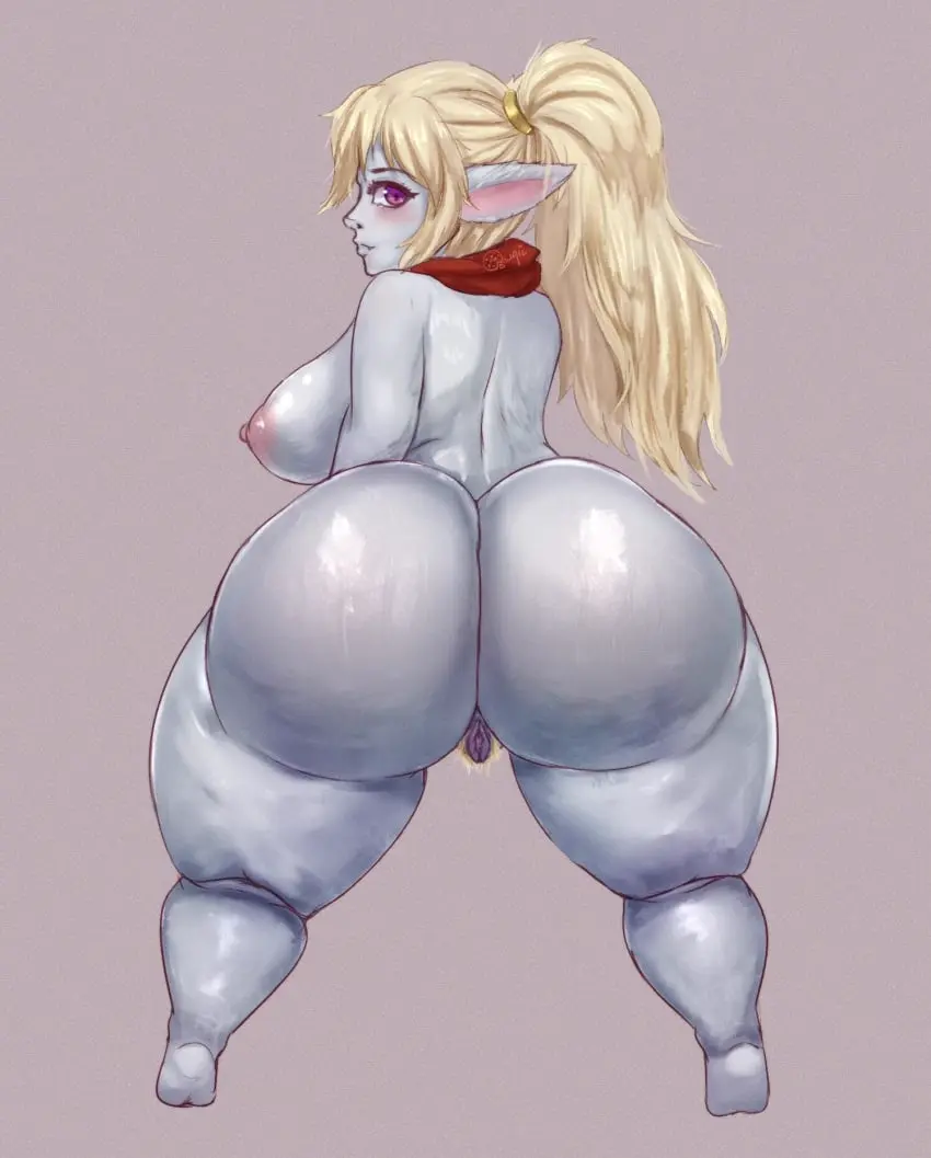 Image big_breasts,blush,breasts,female,hi_res,looking_at_viewer,nipples,smile,solo,nude,pussy,sweat,ass,big_butt,bottom_heavy,huge_ass,huge_butt,looking_back,thick_thighs,humanoid,wide_hips,areola,pink_nipples,eyelashes,hair,blonde_hair,purple_eyes,sweatdrop,twintails,bodily_fluids,fur,genitals,rear_view,blue_body,pink_areola,league_of_legends,blue_fur,poppy,yordle,scarf,short_stack,humanoid_pointy_ears,looking_back_at_viewer,riot_games,pubes,tencent,red_scarf,twintails_(hairstyle),quqii,blonde_pubes