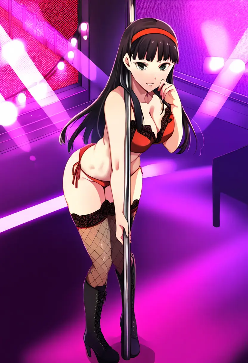 Image breasts,female,female_only,solo,ai_generated,tagme,stable_diffusion,nai_diffusion,high_heels,fishnets,atlus,persona,persona_4,high_heel_boots,stripper,stripper_pole,amagi_yukiko