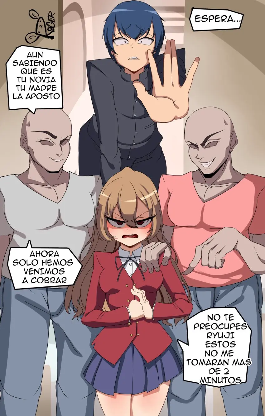 Image 1girls,brown_eyes,clothed,female,long_hair,blue_hair,male,brown_hair,comic,comic_page,black_eyes,translation_request,spanish_text,netorare,3boys,aisaka_taiga,roger_(artist),toradora!,takasu_ryuuji