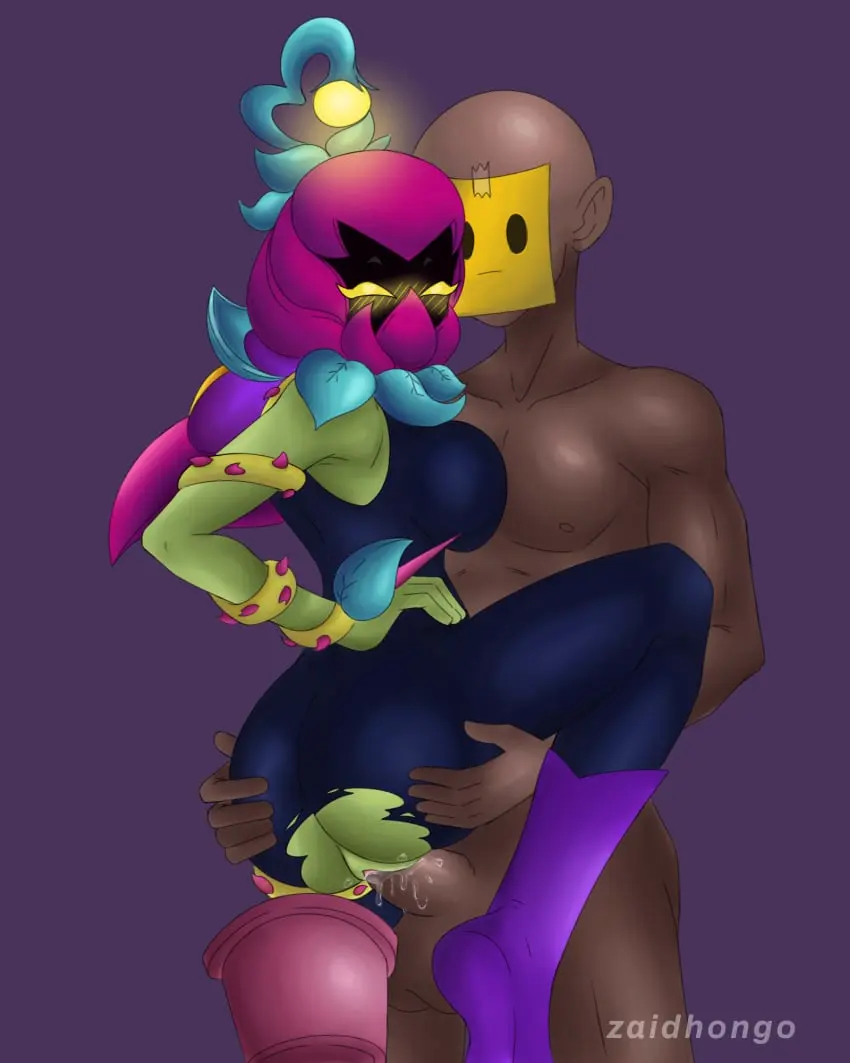 Image breasts,female,cum,ass,cum_in_pussy,black_body,green_body,brawl_stars,lily_(brawl_stars),sprout_(brawl_stars),zaidhongo