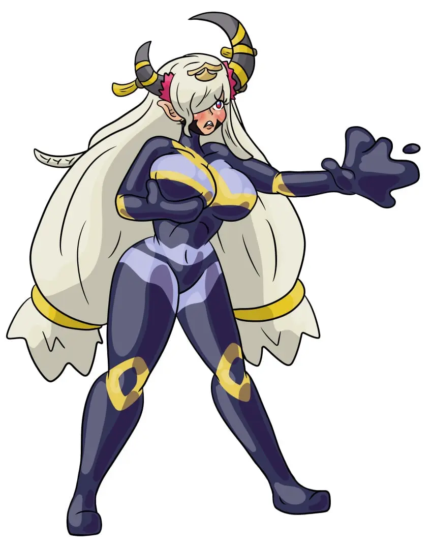 Image 1girls,breasts,female,female_only,large_breasts,long_hair,red_eyes,solo,very_long_hair,blue_eyes,panties,underwear,thighs,hair_over_one_eye,dark_skin,horns,bare_midriff,bare_thighs,cleavage,midriff,huge_breasts,monster,dark-skinned_female,clenched_teeth,nintendo,black_panties,restrained,alternate_costume,breast_grab,frown,fire_emblem,bodysuit,slime,groping,femsub,full_body,transformation,cosplay,grabbing_own_breast,bound,fire_emblem_engage,transparent_background,corruption,inner_thighs,self_fondle,protoy,camilla_(fire_emblem)_(cosplay),zelestia_(fire_emblem)