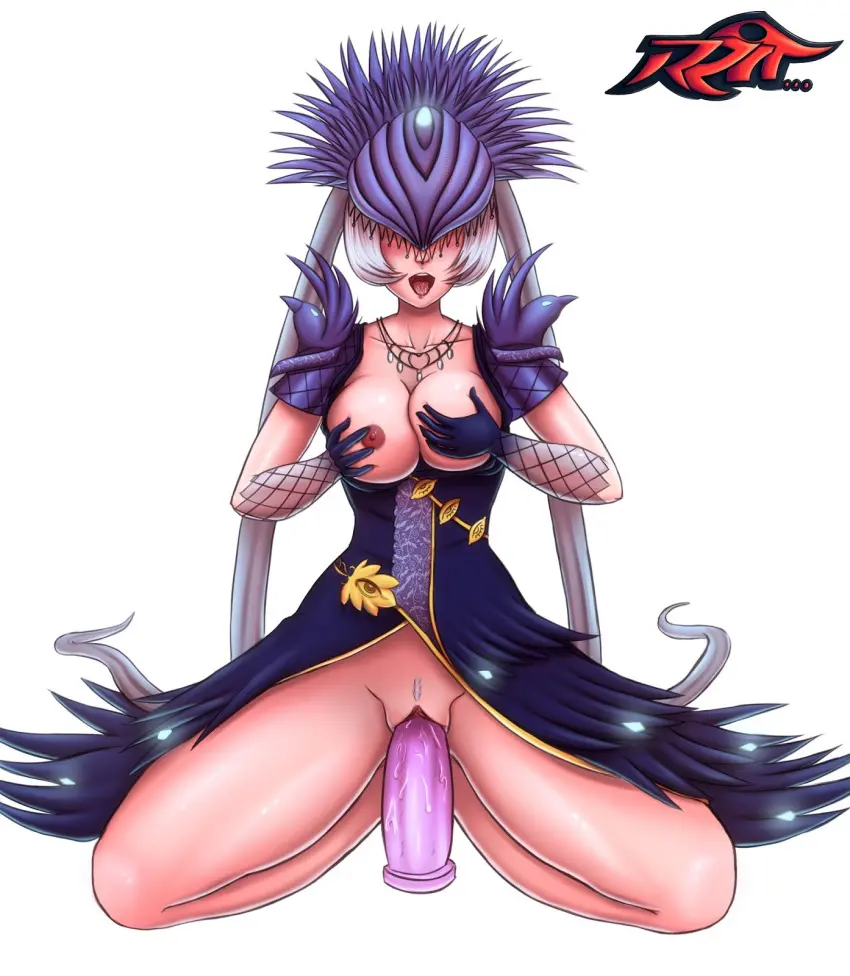 Image 1girls,big_breasts,blush,breasts,female,solo,white_hair,thick_thighs,kneeling,goddess,mythology,smite,vaginal_penetration,european_mythology,roman_mythology,masturbation,sex_toy,dildo,vaginal_insertion,nox_(smite),reit