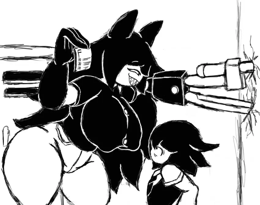 Image 1girls,big_breasts,breasts,clothed,female,long_hair,no_bra,1boy,male,background,big_ass,huge_ass,thick_thighs,grinning,huge_breasts,youtube,school_uniform,shocked,self_upload,sharp_teeth,black_and_white,public,holding_object,dominant,smaller_male,nipples_visible_through_clothing,teasing,school,taller_girl,casual,looking_up,fundamental_paper_education,miss_circle_(fundamental_paper_education),against_wall,student,teacher,teacher_and_student,paper,adult_and_teenager,showing,abbie_(fundamental_paper_education),compass_arm,nightmare_waifu,protractor,test_paper,velgyd