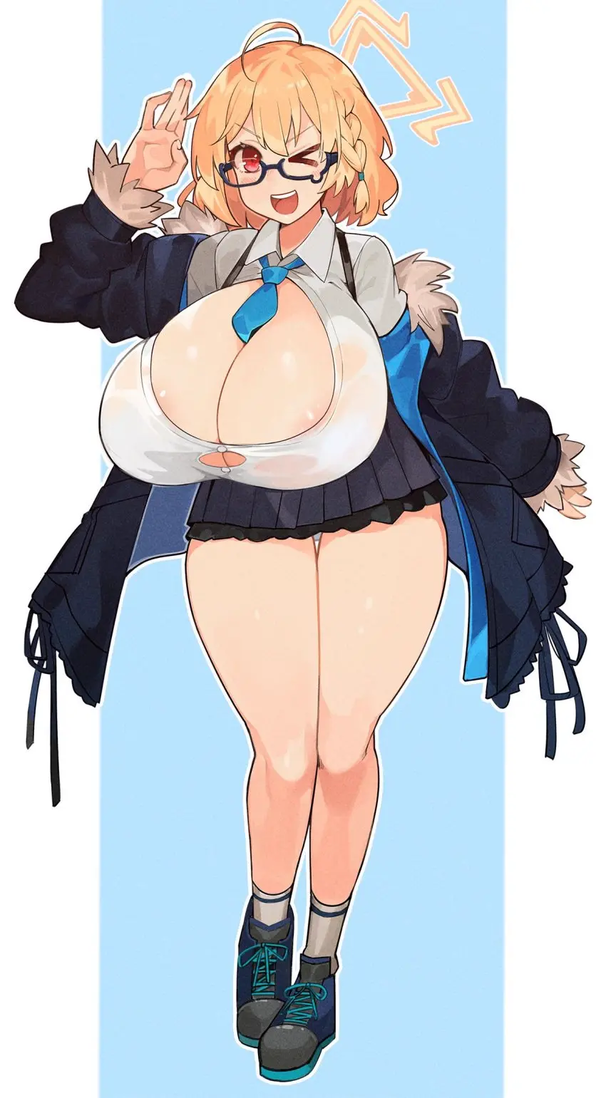 Image 1girls,breasts,female,female_only,large_breasts,light-skinned_female,light_skin,solo,blue_archive,thick_thighs,wide_hips,magenta_eyes,huge_breasts,gigantic_breasts,blonde_hair,one_eye_closed,see-through,:d,thick_legs,see-through_clothing,areola_slip,long_legs,millennium_science_school_student,cleavage_window,blonde,soft_thighs,appleluncher,engineering_department_(blue_archive),kotori_(blue_archive),xd
