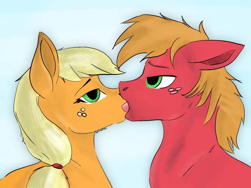 Image 1girls,female,1boy,male,straight,furry,duo,digital_art,incest,kissing,furry_only,my_little_pony,feral,feral_only,horse,french_kiss,brother_and_sister,sfw,applejack_(mlp),french_kissing,safe_for_work,big_macintosh_(mlp),brony,ivythornz