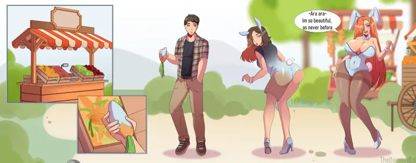 Image 1girls,big_breasts,breasts,female,long_hair,1boy,blue_eyes,male,big_ass,color,text,blonde_hair,bunny_ears,bunny_girl,bimbo,high_heels,platform_heels,english_text,bunnysuit,fishnets,text_bubble,transformation,carrot,rule_63,gender_transformation,mtf_transformation,brainwashing,mind_control,genderswap_(mtf),big_lips,identity_death,bimbofication,brain_drain,iq_loss,male_to_female,thedamneded