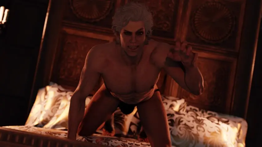 Image red_eyes,solo,white_hair,1boy,male,penis,male_only,elf,indoors,3d,vampire,vampire_fangs,elf_ears,all_fours,male_focus,solo_male,long_penis,masculine,hung,baldur's_gate_3,baldur's_gate,flirting_look,elf_male,indoor_nudity,endowed,flirting_with_viewer,elmamoru,1elf,astarion,big_dick_energy,flirty,playful,vampire_elf