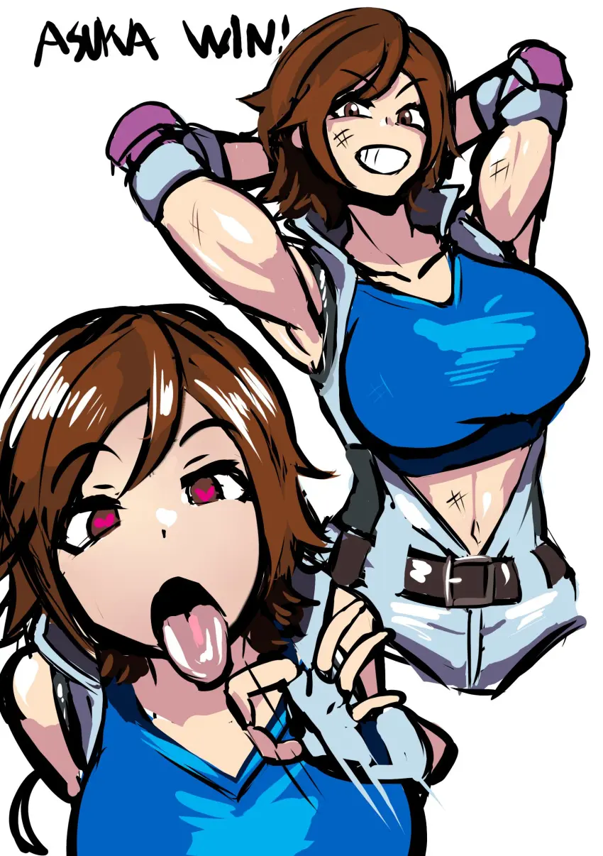 Image 1girls,big_breasts,breasts,female,large_breasts,gloves,heart-shaped_pupils,tongue_out,tongue,voluptuous,hands_behind_head,arms_behind_head,huge_breasts,busty,curvy,curvy_body,curvy_female,curvy_figure,brown_hair,curvaceous,fingerless_gloves,tomboy,bandai_namco,naughty_face,tekken,kazama_asuka,fellatio_gesture,cell_(artist)
