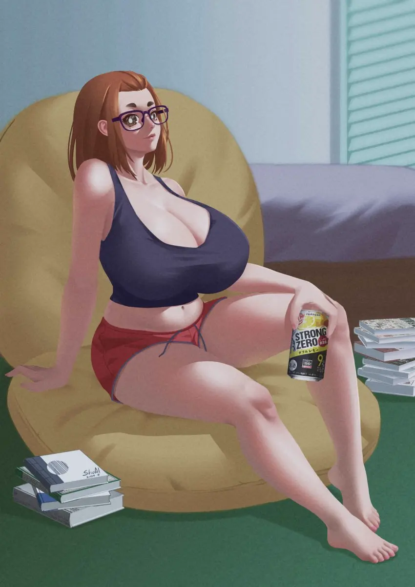 Image 1girls,big_breasts,breasts,female,large_breasts,thick_thighs,thighs,voluptuous,cleavage,glasses,huge_breasts,mole,busty,curvy,curvy_body,curvy_female,curvy_figure,brown_hair,mole_under_eye,curvaceous,short_eyebrows,books,kaii_to_otome_to_kamikakushi,small_eyebrows,sumireko_ogawa,shuaiart