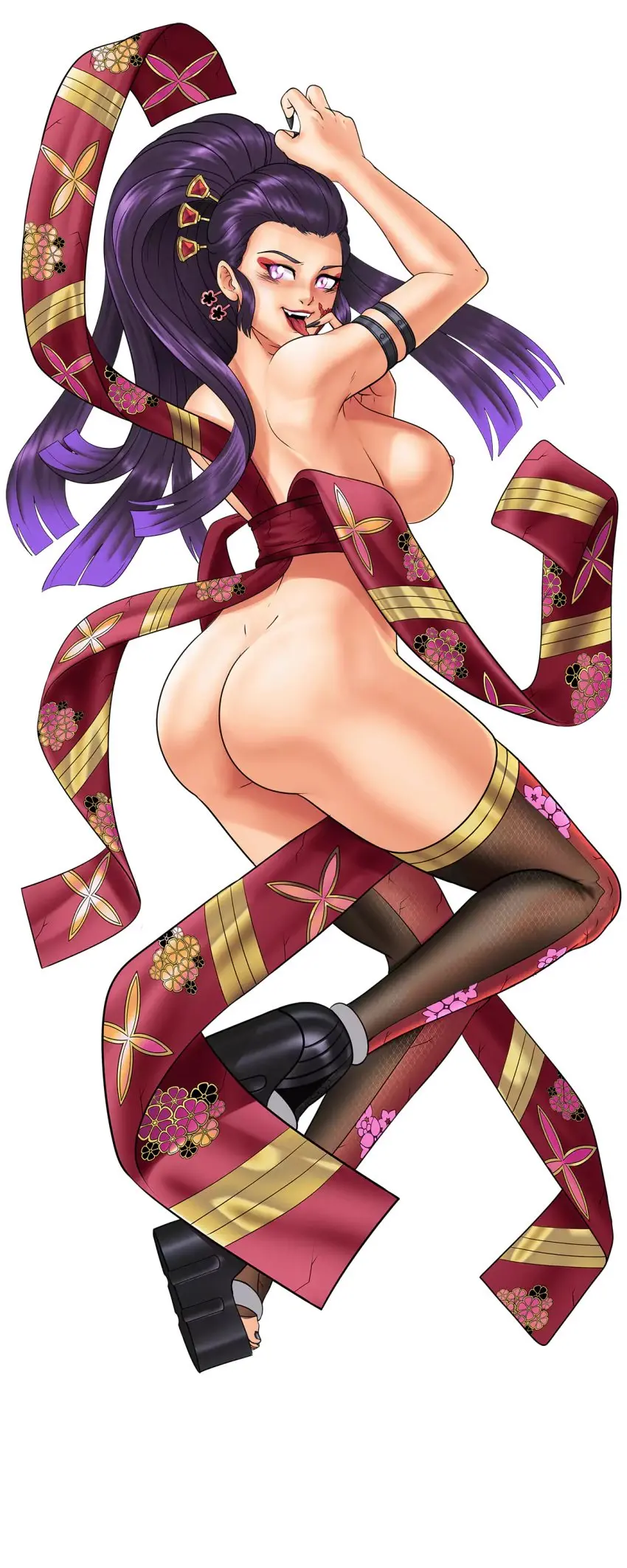 Image breasts,female,female_only,large_breasts,nipples,ass,bubble_butt,wide_hips,purple_eyes,artist_request,curvy,curvy_female,curvy_figure,purple_hair,high_heels,kimono,demon_slayer,kimetsu_no_yaiba,wedge_heels,daki_(kimetsu_no_yaiba),hentai_heroes,hentai_heroes_character,oiran,yume_(hentai_heroes)