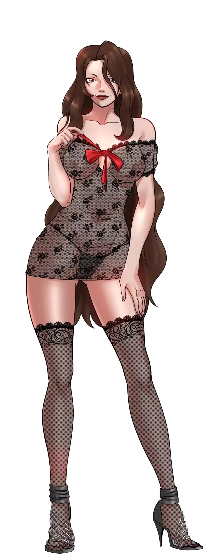 Image breasts,female,large_breasts,long_hair,nipples,panties,lingerie,tattoo,artist_request,brown_hair,grey_eyes,high_heels,see-through_clothing,transparent_background,tattoo_on_chest,fullmetal_alchemist,hentai_heroes,hentai_heroes_character,lissa_(hentai_heroes),lust_(fullmetal_alchemist)