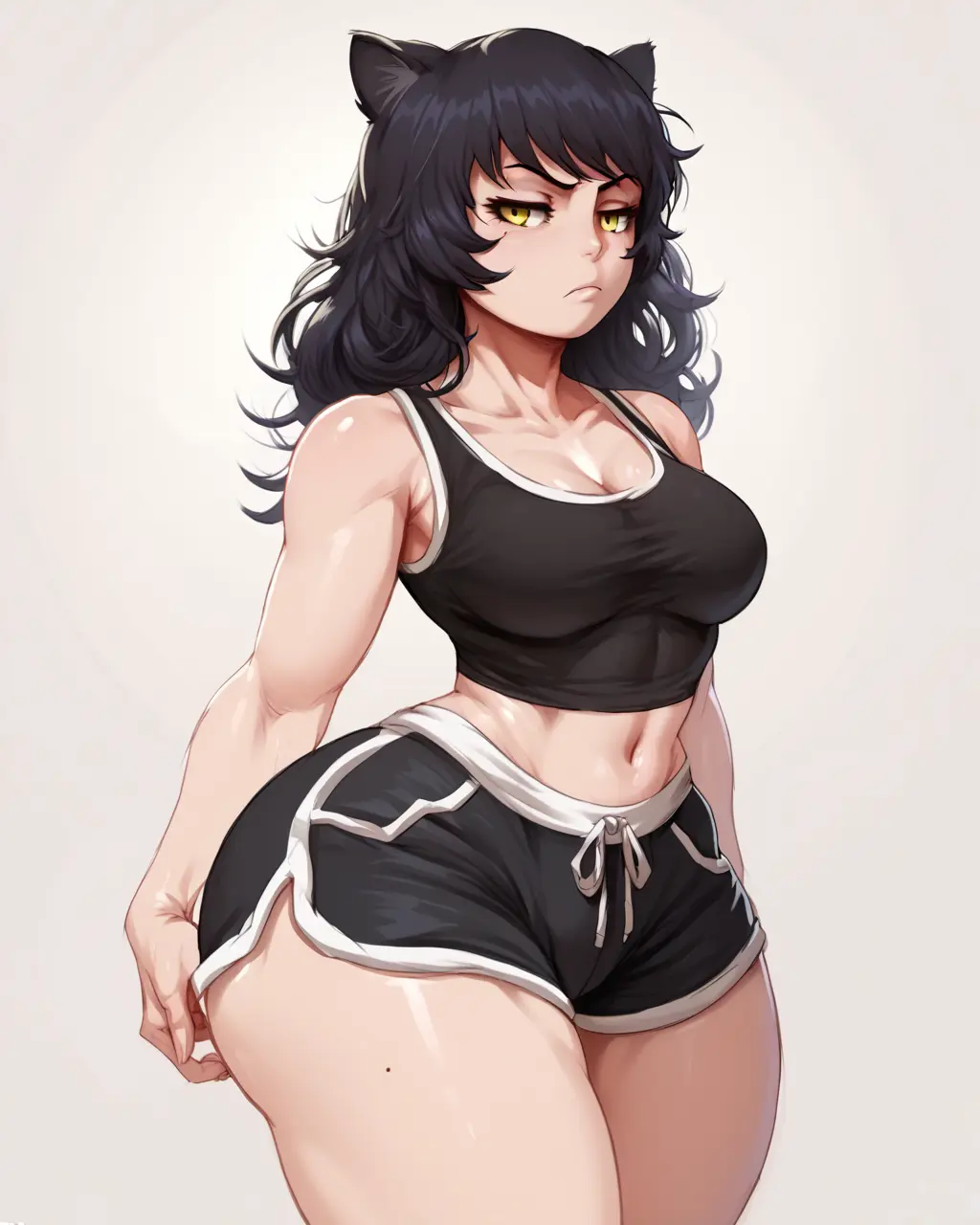 Image breasts,female,female_only,big_ass,ai_generated,gym_uniform,rwby,jlullaby_(style),blake_belladonna,relaps63