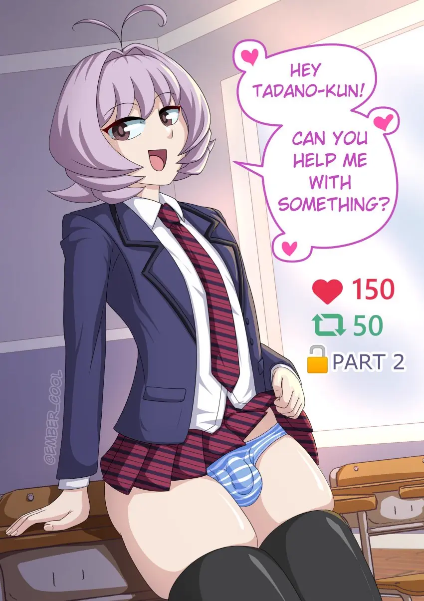 Image female,human,human_only,light_skin,1boy,male,thighhighs,panties,femboy,solo_focus,light-skinned_male,text,schoolgirl,school_uniform,ahoge,bulge,dialogue,solo_male,schoolgirl_uniform,light-skinned_femboy,komi-san_wa_komyushou_desu,tadano_hitohito,ember_cool,osana_najimi