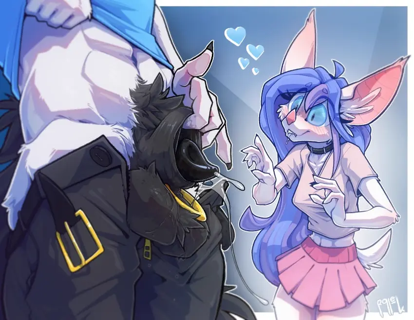 Image clothed,clothing,female,hi_res,long_hair,pants,shirt,blue_hair,male,penis,tail,duo,biting_lip,teeth,balls,drooling,hair,male/female,size_difference,anthro,pants_down,piercing,small_pupils,saliva,presenting,bite,collar,skirt,bodily_fluids,canid,canine,canis,fur,genitals,mammal,wolf,black_body,fangs,shirt_lift,belt,partially_clothed,glistening,half-erect,white_body,abs,big_ears,wide_eyed,signature,animal_genitalia,sheath,topwear,penis_tip,white_fur,short_tail,heart_symbol,pubes,crop_top,black_penis,black_fur,bottomwear,bottomwear_down,pink_clothing,zipper,clothing_lift,genital_piercing,close-up,presenting_penis,pupils,bat,reflection,belt_buckle,presenting_balls,border,white_border,glistening_eyes,furgonomics,furry-specific_piercing,pink_skirt,ralek,constricted_pupils,pink_bottomwear,prism_(prsmrti),sheath_play,perspective,turquoise_(ralek),bat_nose,button_(fastener),eye_reflection,grabby_hands,sheath_piercing,sheath_pull