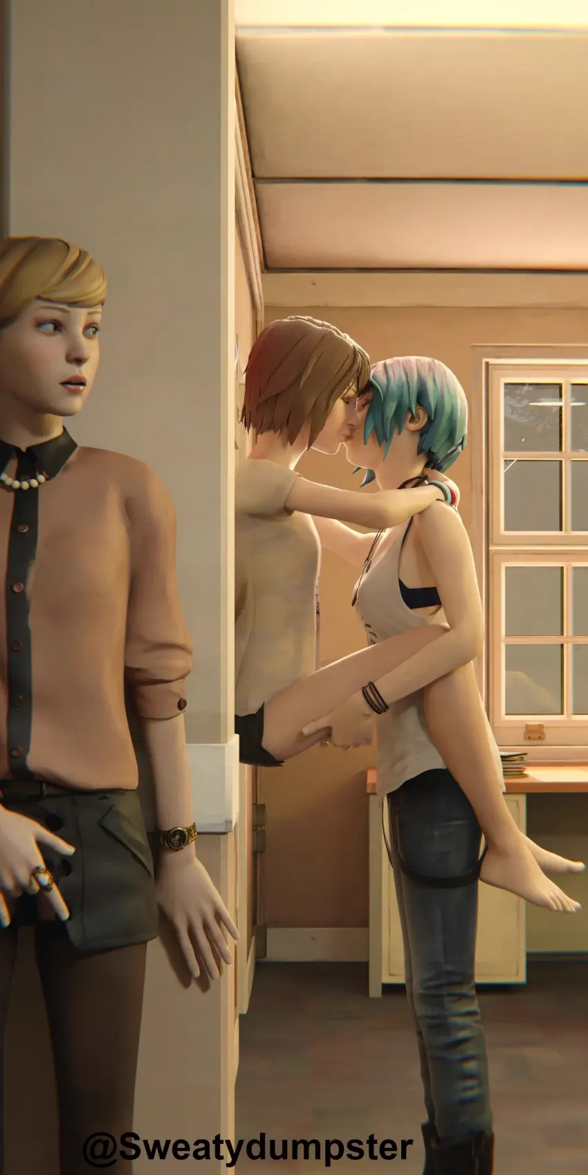 Image clothed,female,blue_hair,multiple_girls,brown_hair,closed_eyes,3d,romantic,masturbation,yuri,kissing,3girls,window,fully_clothed,cuckquean,wholesome,life_is_strange,desk,lesbian_kiss,sdumpster,spying,max_caulfield,girls_kissing,victoria_chase,chloe_price,cucked_by_lesbian,masturbating_while_watching,hallway,holding_person