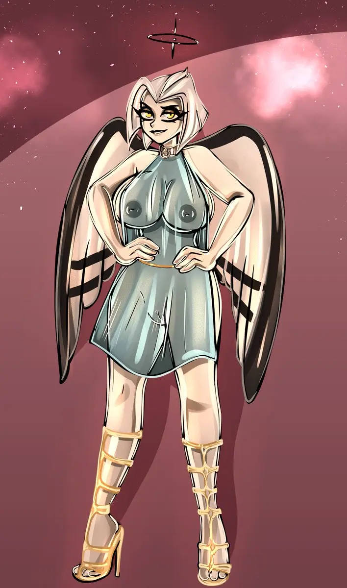 Image 1girls,big_breasts,breasts,female,no_bra,solo,no_panties,nipples_visible_through_clothing,sagging_breasts,hazbin_hotel,pussy_visible_through_clothes,lute_(hazbin_hotel),vivienne_medrano,bitterbunz