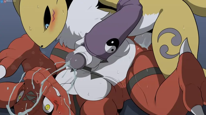 Image hi_res,cum,cum_on_face,male,penis,tail,sex,duo,erection,humanoid_penis,anal,anal_sex,male/male,digital_media_(artwork),balls,anthro,penetration,genital_fluids,bodily_fluids,fur,genitals,mammal,claws,yellow_body,yellow_fur,male_penetrating,white_body,scalie,humanoid_genitalia,bandai_namco,digimon,digimon_(species),renamon,white_fur,male_penetrated,male_penetrating_male,red_body,cum_on_penis,guilmon,winick-lim