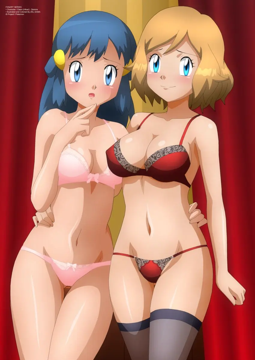 Image breasts,female,human,blue_hair,pokemon,lingerie,tagme,blonde_hair,jpeg,blonde_hair_female,duplicate,dawn_(pokemon),serena_(pokemon),blue_hair_female,zel-sama