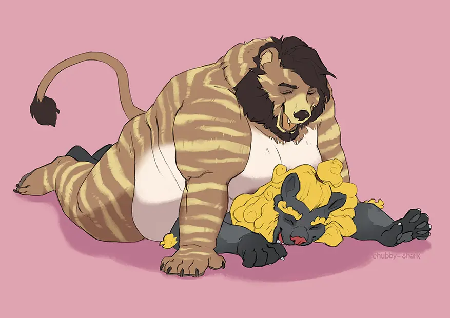 Image grey_hair,simple_background,male,nude,tail,sex,duo,anal,anal_sex,male/male,belly,big_belly,digital_drawing_(artwork),digital_media_(artwork),eyebrows,hair,anthro,brown_hair,penetration,fur,mammal,claws,paws,toe_claws,yellow_body,yellow_fur,dominant,dominant_male,submissive_male,submissive,5_fingers,biped,bear,fingers,brown_fur,tuft,hybrid,brown_body,felid,overweight,beard,obese,lion,anthro_penetrated,pantherine,stripes,tiger,anthro_on_anthro,pawpads,black_claws,facial_hair,moobs,overweight_male,2020,plantigrade,striped_body,striped_fur,finger_claws,tail_tuft,anthro_penetrating,anthro_penetrating_anthro,on_top,obese_anthro,overweight_anthro,white_claws,curled_hair,obese_male,big_moobs,chubby-shark,raj_(komamura),roka_(komamura)