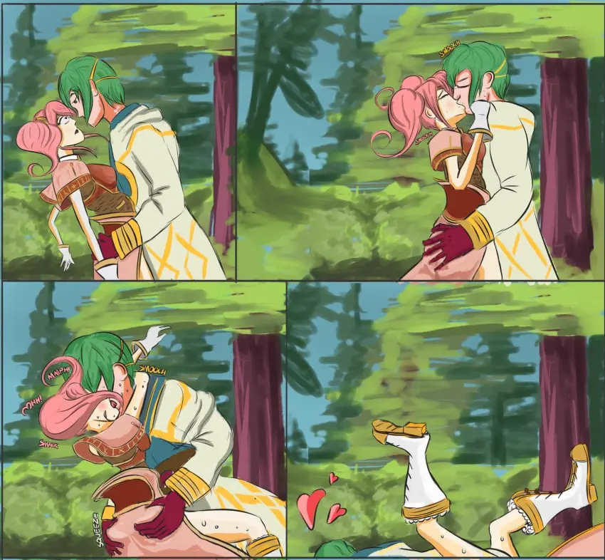 Image 1girls,breasts,female,long_sleeves,1boy,gloves,male,short_hair,sweat,tongue_out,tongue,ass,big_ass,pink_hair,green_eyes,medium_breasts,shocked,closed_eyes,medium_hair,nintendo,outdoors,twintails,green_hair,comic,bent_over,black_eyes,sound_effects,ass_grab,fire_emblem,fire_emblem_heroes,sloppy,groping,kissing,tree,assertive,boots,implied_sex,french_kiss,imminent_sex,hug,coat,sloppy_kiss,offscreen_sex,hip_grab,4koma,fire_emblem_echoes:_shadows_of_valentia,kiran_(fire_emblem),kiran_(fire_emblem)_(male),falling,glomp,grid_(artist),mae_(fire_emblem),out_of_frame_censoring