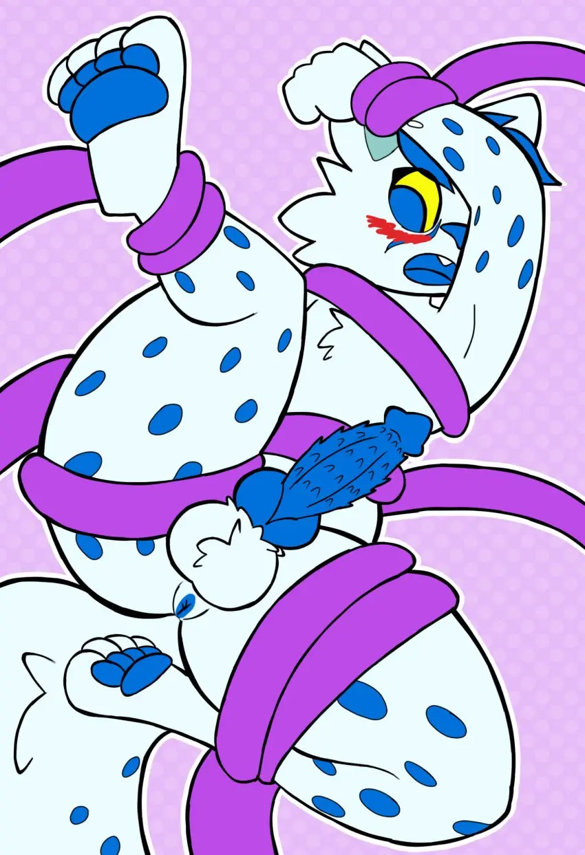 Image hi_res,solo,male,furry,male_only,anthro,tentacle,paws,surprised_expression,yellow_sclera,blue,icy_waters_(character),cremacat