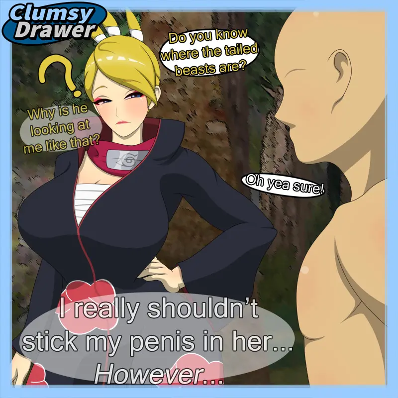 Image 1girls,big_breasts,blush,breasts,female,large_breasts,1boy,blue_eyes,male,nude,straight,faceless_male,cleavage,headband,huge_breasts,hand_on_hip,self_upload,faceless,makeup,english_text,naruto,yellow_hair,?,big_hips,logo,neckwear,meme,bald,clothed_female_nude_male,video_game_character,border,looking_at_each_other,english_language,akatsuki_(naruto),black_robe,breeze_dancer,chest_wraps,clumsydrawer,enemy_conversion,i_really_shouldn't_stick_my_penis_in_there,konohagakure_symbol,naruto_online