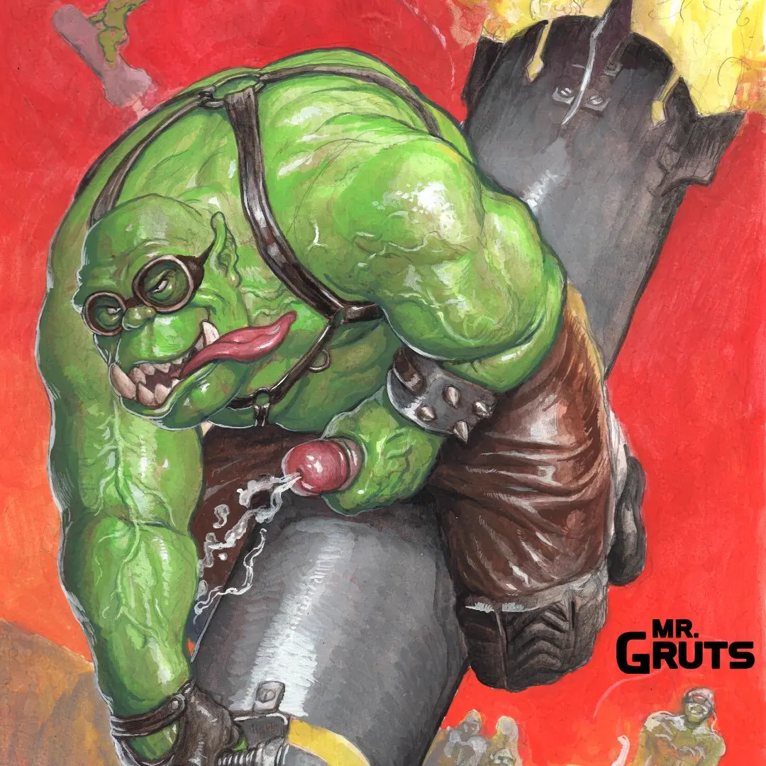 Image clothing,pants,solo,cum,male,penis,tongue_out,tongue,humanoid,humanoid_penis,male_only,genital_fluids,masturbation,bodily_fluids,genitals,green_body,solo_male,humanoid_genitalia,vein,penile,warhammer_(franchise),warhammer_40k,orc,orc_male,naughty_face,bottomwear,tusks,harness,penile_masturbation,veiny_muscles,mrgruts,ork