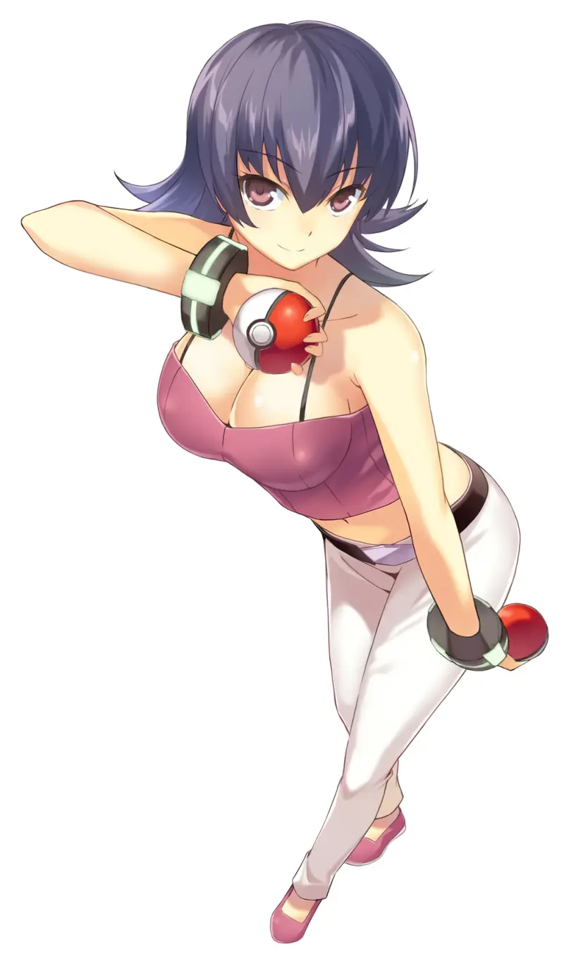 Image 1girls,big_breasts,breasts,female,long_hair,looking_at_viewer,pants,red_eyes,smile,standing,pokemon,bare_shoulders,cleavage,eyebrows,purple_hair,nintendo,hair_between_eyes,holding,full_body,white_pants,sabrina_(pokemon),game_freak,creatures_(company),covered_erect_nipples,gym_leader,poke_ball,flats,jpeg_artifacts,holding_poke_ball,sabrina_(pokemon_hgss)