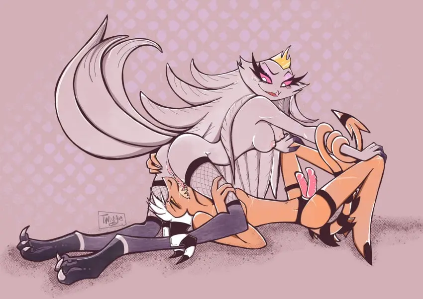 Image 1girls,2023,breasts,female,long_hair,nipples,1boy,male,penis,straight,tail,demon_tail,tongue,erection,horns,artist_name,color,teeth,feathers,anthro,2d,looking_down,cunnilingus,fishnets,oral_penetration,artist_logo,owl,animal_penis,helluva_boss,long_tongue,crown,looking_up,imp,owl_demon,stella_(helluva_boss),striker_(helluva_boss),twiggietime