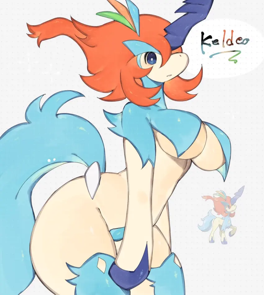 Image 1girls,big_breasts,breasts,female,female_only,hi_res,looking_at_viewer,solo,white_background,blue_eyes,pokemon,pokemon_(species),thick_thighs,anthro,text,nintendo,generation_5_pokemon,pokémon_(species),reference_image,legendary_pokemon,toge77789,togetoge,keldeo