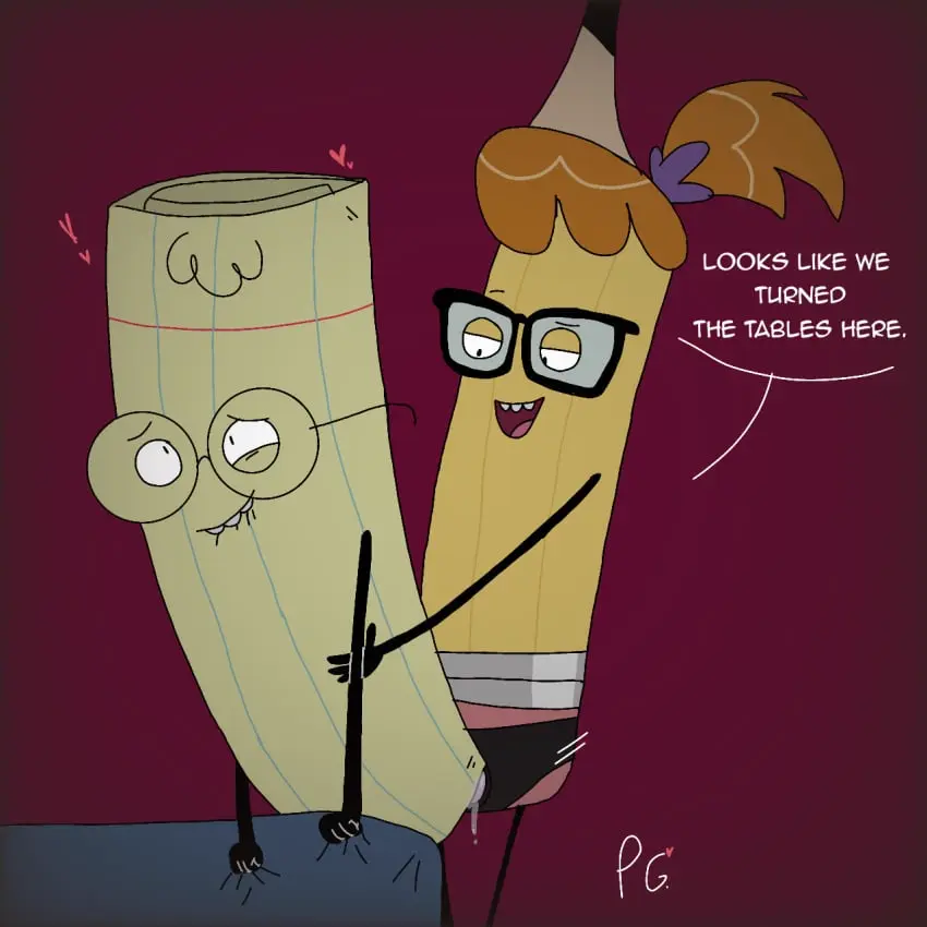 Image 1girls,female,hi_res,1boy,male,oral,sex,duo,anal,anal_sex,male/female,anthro,text,penetration,orgasm,bodily_fluids,sex_toy,strap-on,english_text,strapon,1:1,male_penetrated,animate_inanimate,object_in_ass,sex_toy_in_ass,sex_toy_insertion,pegging,taken_from_behind,nickelodeon,sex_toy_penetration,toying_partner,female_penetrating,female_penetrating_male,paper_(rock_paper_scissors),pencil_(rock_paper_scissors),privategyre,rock_paper_scissors,rock_paper_scissors_(nickelodeon),rock_paper_scissors_(series)